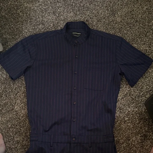 Men's Navy Striped Shirt - Picture 3 of 6